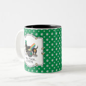 Funny St. Patrick's Day Dackel (schwarz & tan) Zweifarbige Tasse (Vorderseite Links)