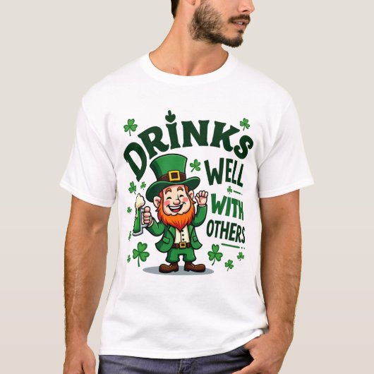 Funny St. Patrick's Day Drinking Leprechaun T-Shirt (Vorderseite)