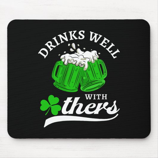 Funny St Patricks Day Drinking Shirt Drinks gut W Mousepad (Vorne)
