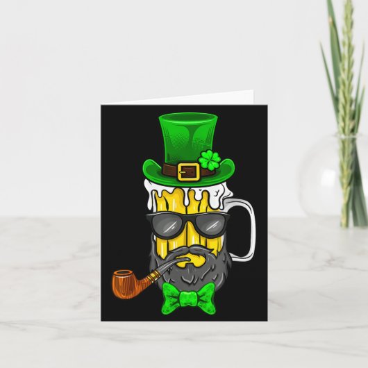 Funny St Patricks Day Gift Leprechaun Beer Beard G Karte (Vorderseite)