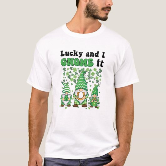 Funny St. Patrick's Day gnomes Glück Charme Irish T-Shirt (Vorderseite)