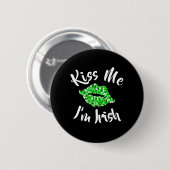 Funny St Patricks Day Green Glitzer Kiss Me Irish Button (Vorne & Hinten)