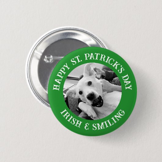 Funny St. Patrick's Day Irish and Smiling Dog Button (Vorne & Hinten)