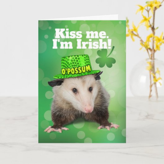 Funny St. Patrick's Day Irish O'Possum Karte (Gelbe Blume)