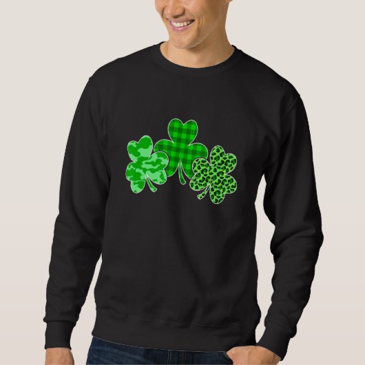 Funny St Patricks Day Leopard Camouflage Kariert S Sweatshirt (Vorderseite)