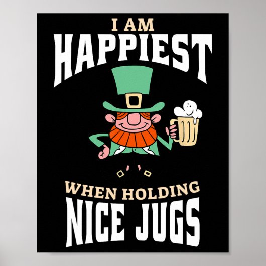 Funny St. Patricks Day Leprechaun Beer Jugs Brea Poster (Vorne)