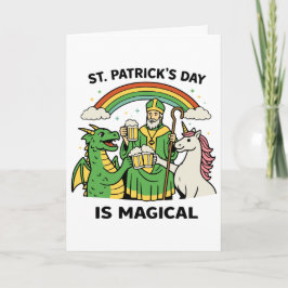 Funny St Patricks Day Magical Dragon Unicorn Beer  Karte