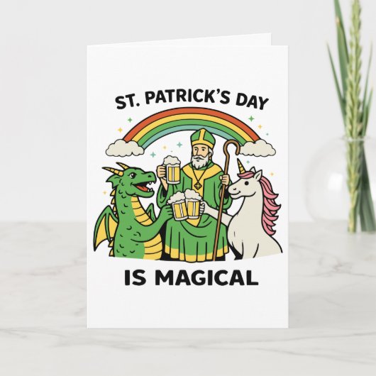 Funny St Patricks Day Magical Dragon Unicorn Beer  Karte (Vorderseite)