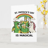 Funny St Patricks Day Magical Dragon Unicorn Beer  Karte (Gelbe Blume)