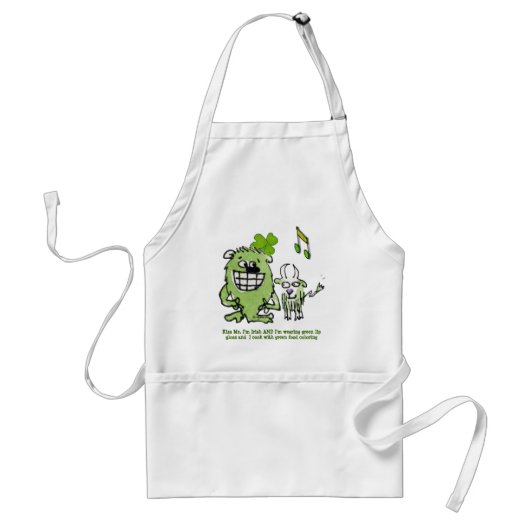 Funny St Patricks Day Monsters Cartoon Schürze (Vorne)