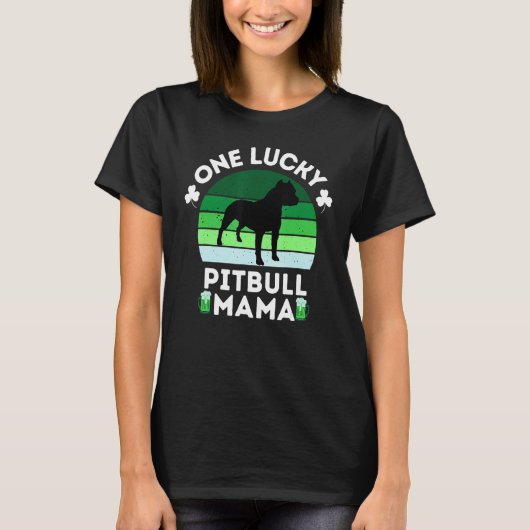 Funny St Patrick's Day One Lucky Pitbull Mama Pitb T-Shirt (Vorderseite)