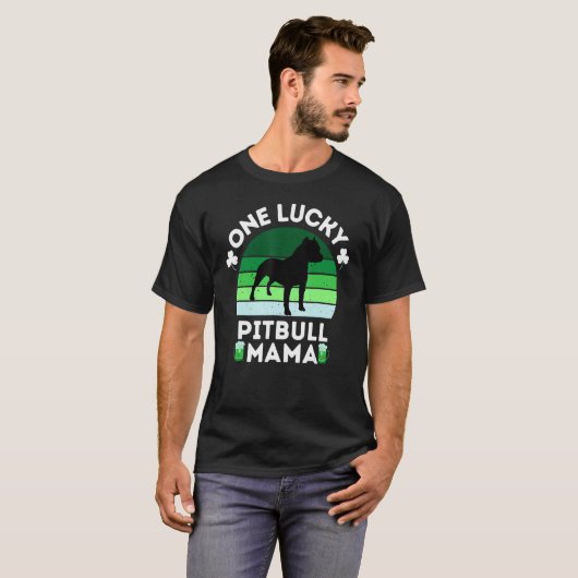 Funny St Patrick's Day One Lucky Pitbull Mama Pitb T-Shirt (Vorne ganz)