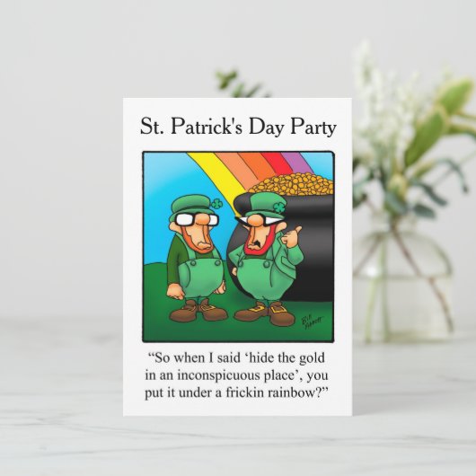 Funny St. Patrick's Day Party Einladungen (Stehend Vorderseite)