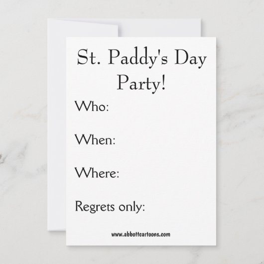 Funny St. Patrick's Day Party Einladungen (Rückseite)