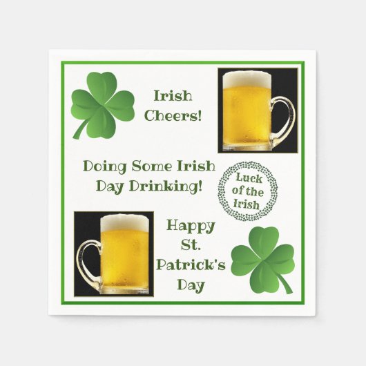 Funny St. Patrick's Day Quotes Beer Kleeblatt Part Serviette (Vorderseite)
