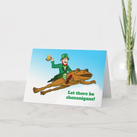 Funny St. Patrick's Day Shenanigans Leprechaun Karte (Vorderseite)