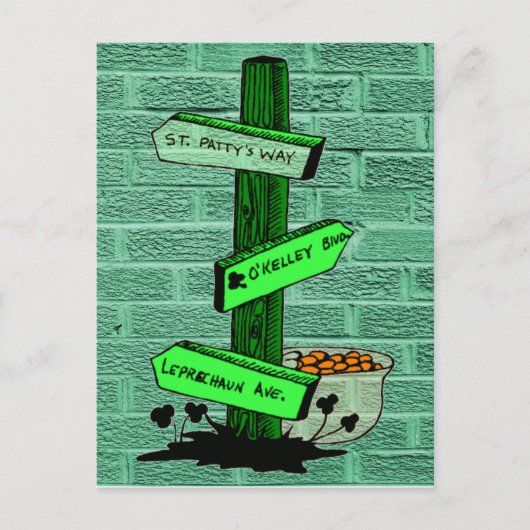 Funny St. Patrick's Day Sign Postcard Postkarte (Vorderseite)
