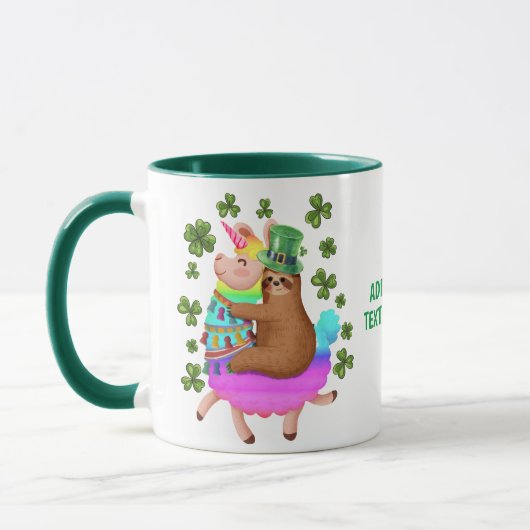 Funny St Patrick's Day Sloth Riding Unicorn Tasse (Links)