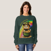 Funny St. Patrick's Day Sweatshirt Leprechaun Cat (Vorne ganz)