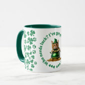 Funny St. Patrick's Day Tasse - Leprechaun Cat (Vorderseite Links)