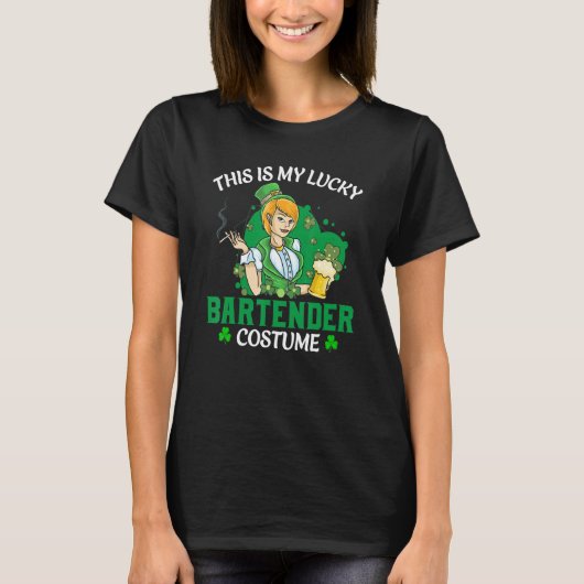 Funny St. Patrick's Day This Is My Lucky Bartender T-Shirt (Vorderseite)