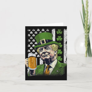 Funny St Patricks Day Trump American Flag Kleeblat Karte