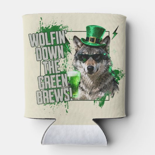 Funny St. Patrick's Day Wolf Can Cooler Dosenkühler (Rückseite)
