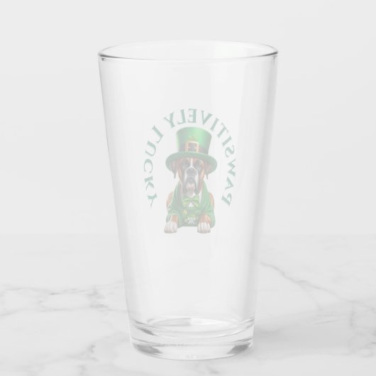 Funny St Patrick's Dog Pawsitive Lucky Glas (Rückseite)