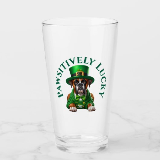 Funny St Patrick's Dog Pawsitive Lucky Glas (Vorderseite)