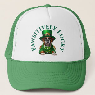 Funny St Patrick's Dog Pawsitive Lucky Truckerkappe