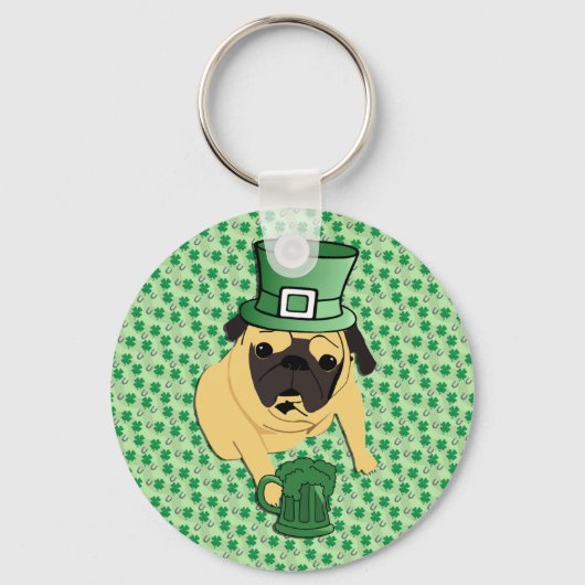 Funny St. Patrick's Irish Mops Schlüsselanhänger (Vorderseite)