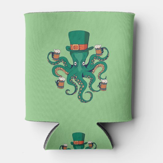 Funny St. Patricks Octopus Dosenkühler (Vorderseite)