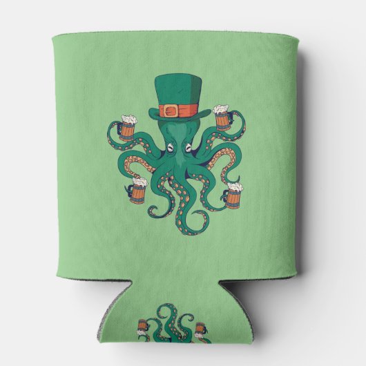 Funny St. Patricks Octopus Dosenkühler (Rückseite)