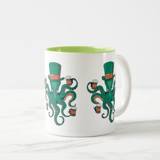 Funny St. Patricks Octopus Zweifarbige Tasse (VorderseiteRechts)