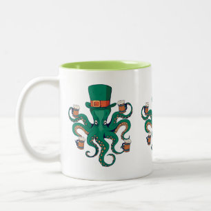 Funny St. Patricks Octopus Zweifarbige Tasse