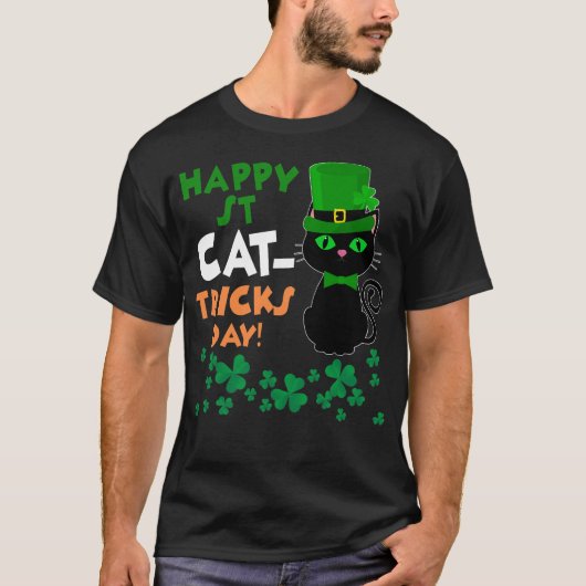Funny St Pat's Paddy Patrick Day's Happy St Cat Tr T-Shirt (Vorderseite)