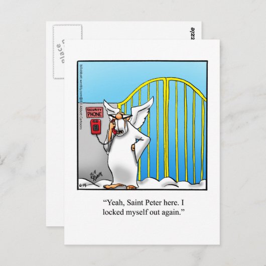Funny "St Peter Locked Out" Postkarte (Vorne/Hinten)