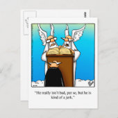 Funny "St. Peter & The Jerk" Spaß Postcard Postkarte (Vorne/Hinten)