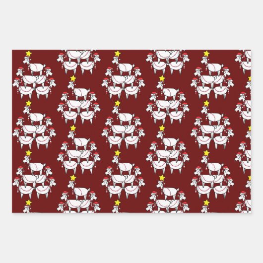 Funny Stack Santa Goats Geschenkpapier Set (Vorderseite 3)