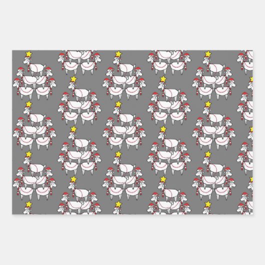 Funny Stack Santa Goats Geschenkpapier Set (Vorderseite 2)