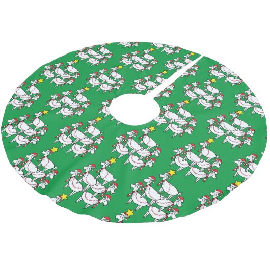 Funny Stack Santa Goats Polyester Weihnachtsbaumdecke (Schrägansicht)