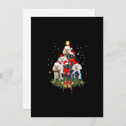 Funny Standard Poodle Dog Christmas Tree Premium Einladung (Vorne/Hinten)