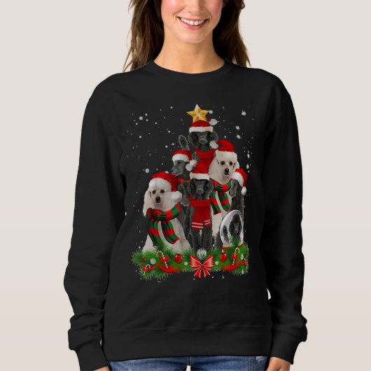 Funny Standard Poodle Dog Weihnachtsbaum Sweatshirt (Vorderseite)