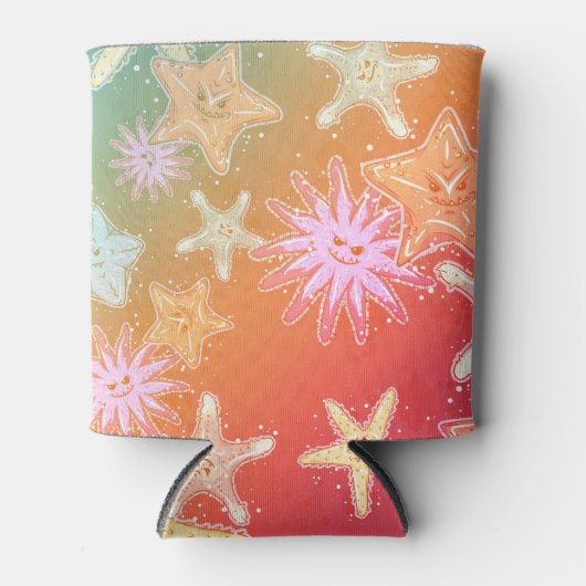Funny Starfish in einem bunten Regenbogenmuster Dosenkühler (Vorderseite)