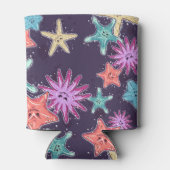 Funny Starfish Muster in tieffarbenem Stil Dosenkühler (Rückseite)
