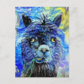 Funny Starry Night Alpaca Parody Portrait Postkarte (Vorderseite)
