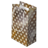 Funny Stars Pattern transparent + Ihr Hintergrund Kleine Geschenktüte (Rückseite Schrägansicht)