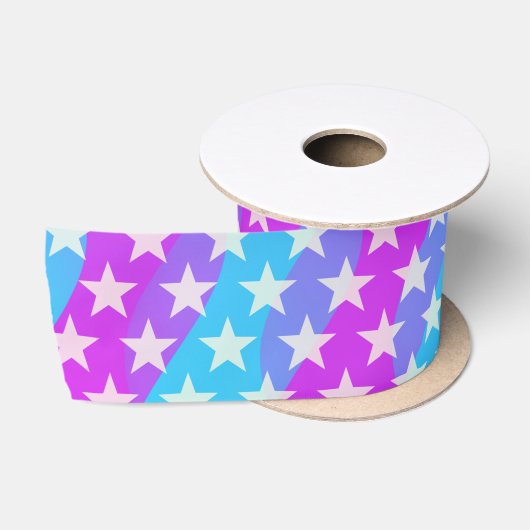 Funny Stars Pattern transparent + Ihr Hintergrund Satinband (Spule)