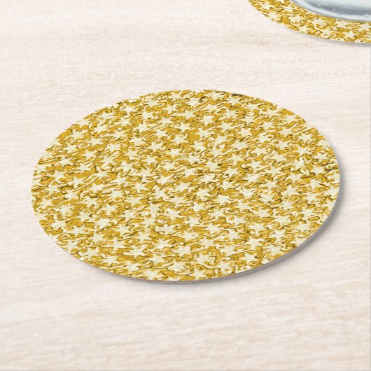 Funny Stars Pattern transparent + Ihre Idee Runder Pappuntersetzer (Angewinkelt)