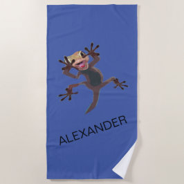 Funny Startling Gecko Lizard Blue Individuelle Nam Strandtuch